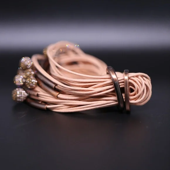 Gillian Julius Blush Copper Tubes Two - Tone Diamond Balls Bracelet